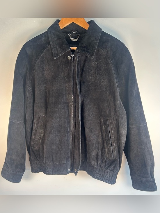 Danier Other - Danier Leather Men’s Suede Jacket Size M Zip Up Genuine Canada Black Bomber EUC